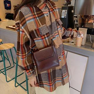 Pocket Boxy Flannel Shirt Brown - One Size