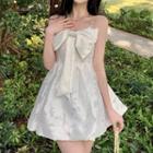 Faux Pearl Strap Floral Print A-line Dress