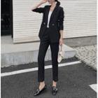 Set: Double Breasted Blazer + Straight Leg Dress Pants