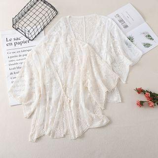 Short-sleeve Lace Beach Coverup