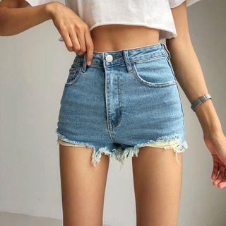 Distressed Skinny Denim Hot Shorts