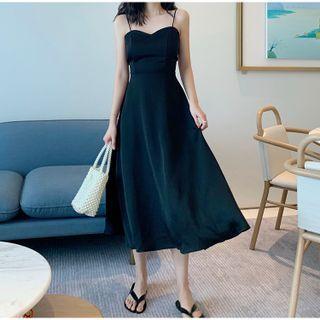 Cross Back V-neck Midi Dress
