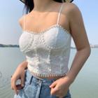 Lace Crop Camisole Top White - One Size