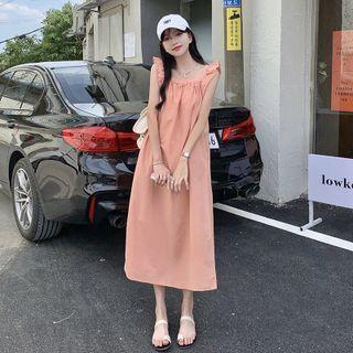 Sleeveless Frill Trim Dress Pink - One Size
