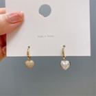 Faux Pearl Heart Drop Earring 1 Pair - Asymmetric - Gold - One Size
