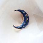 Moon Brooch 1 Pc - Blue - One Size