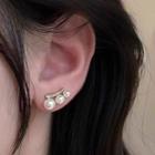 Faux Pearl Rhinestone Alloy Earring 1 Pair - Gold & White - One Size