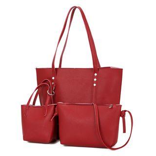 Set: Faux Leather Tote + Mini Tote + Crossbody Bag