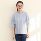Embroidered Fray Short-sleeve T-shirt
