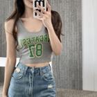 Numbering Crop Tank Top Gray - One Size