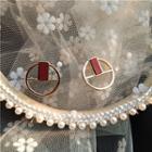 Alloy Geometric Circle Earring 1 Pair - Wine Red - One Size