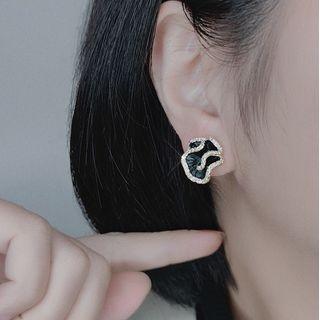 925 Silver Rhinestone Earrings / Clip On Earring