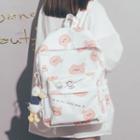 Bear Print Backpack / Bag Charm / Badge Set