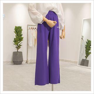 Letter Embroidered Wide Leg Pants
