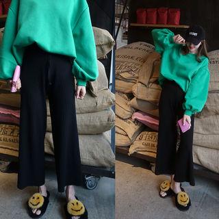 Puff-sleeve Loose-fit Pullover Black - One Size