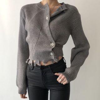 Distressed Asymmetrical Cardigan