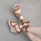 Genuine Leather Strappy Wedge-heel Sandals