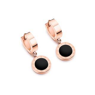 Fashion And Exquisite Plated Rose Gold Roman Numeral Geometric Round 316l Stainless Steel Stud Earrings Rose Gold - One Size