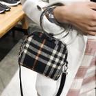 Wool Plaid Satchel With Strap