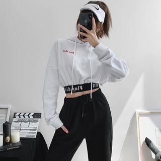 Loose-fit Lettering Crop Hoodie