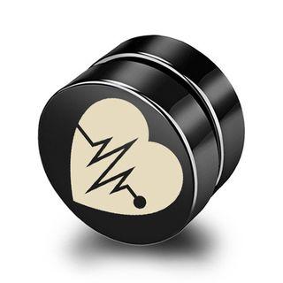 Heart Print Stainless Steel Magnetic Earring