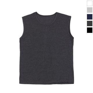 Plus Size Round-neck Plain Sleeveless Top