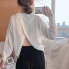 Back Slit Long-sleeve Knit Top