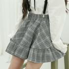 Ruffled Glen-plaid Miniskirt Black - One Size