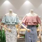 Short-sleeve Cold-shoulder Ruffle Blouse