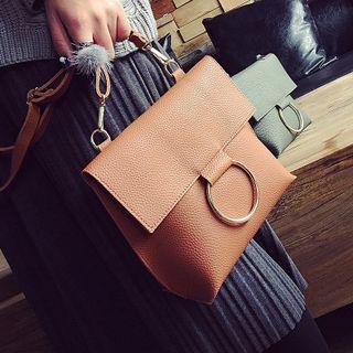 Metal Ring Faux Leather Crossbody Bag