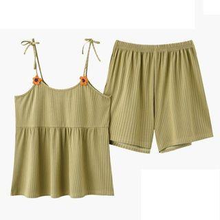 Loungewear Set : Floral Suspender Top & Shorts