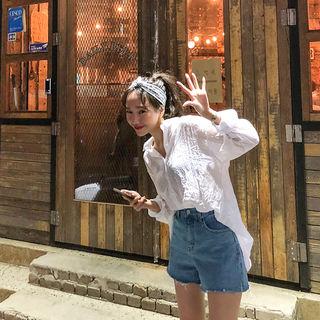 Slit-back Sheer Cotton Shirt