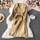 Double-breasted Long-sleeve Trench Coat