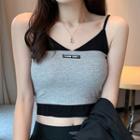 Lettering Color Block Knit Camisole Top