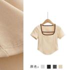 Short Sleeve Square-neck Crop T-shirt