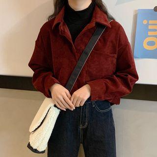 Long-sleeve Mock Two Piece Corduroy Shirt