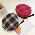 Embroidered Lettering Plaid Beret Hat