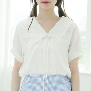 Chelsea-collar Double-button Blouse