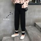 Color-panel Harem Knit Pants Black - One Size