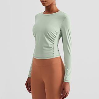Long-sleeve Shirred Yoga Top