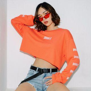 Lettering Crop Pullover Orange - One Size