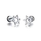 Fashion And Simple Hollow Six-pointed Star 316l Stainless Steel Stud Earrings Silver - One Size