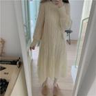 Cable Knit Long-sleeve Loose-fit Dress Almond - One Size