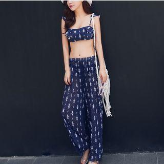 Set: Print Bikini + Cover-up + Pants