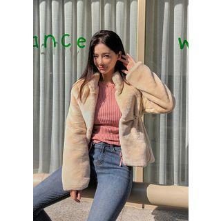Drawcord-waist Faux-fur Jacket
