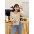 Faux-pearl Button Crop Cardigan