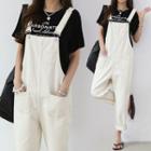Tapered-leg Overall Pants Cream - One Size