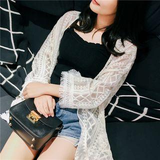 Fray Trim Lace Long Top