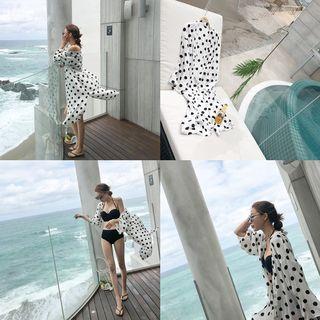 Polka-dot Long Robe Cardigan