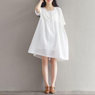 Short-sleeve Tie-front Dress